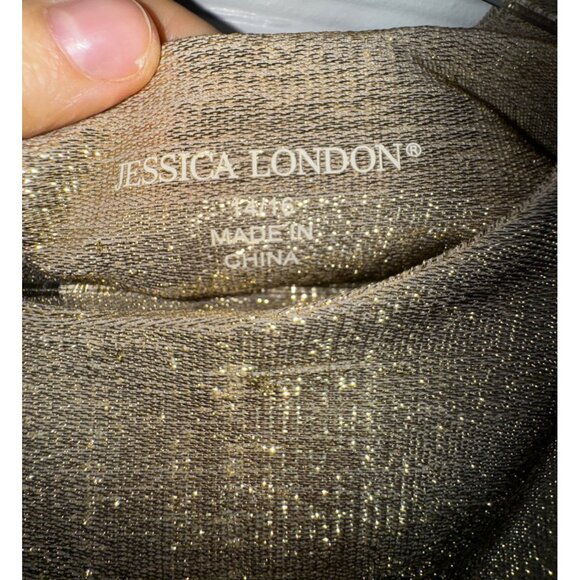 Jessica London Womens Gold Shimmer Top Size 14/16 Classic Shirt Glam Party - Picture 3 of 7